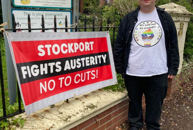 Picture of the candidate and their party's banner